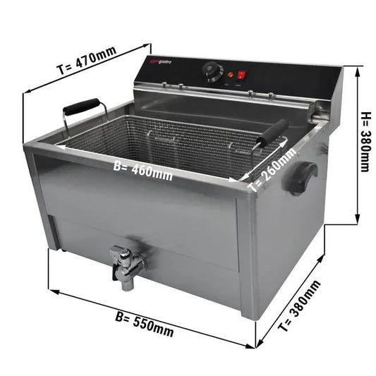 Electric fish fryer - 20.4 litres - 5 kW - with drain tap